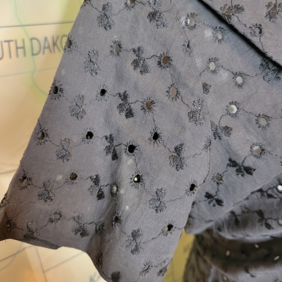 Vintage Black Eyelet Dress With Crystal Buttons. - Picture 7 of 16